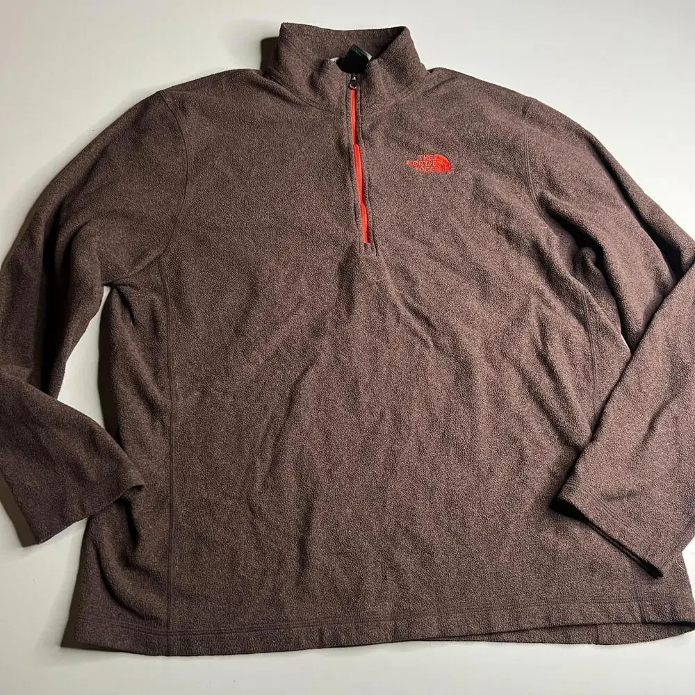 The‎ North Face Men's XL Fleece Quarter Zip Brown Pullover Outdoor Hiking